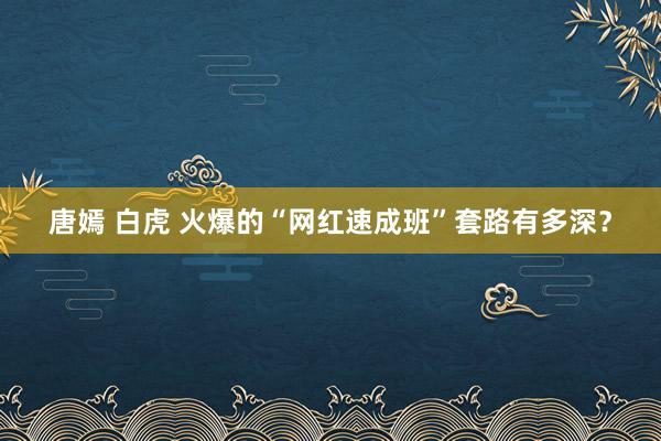 唐嫣 白虎 火爆的“网红速成班”套路有多深？