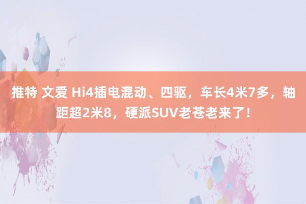 推特 文爱 Hi4插电混动、四驱，车长4米7多，轴距超2米8，硬派SUV老苍老来了！