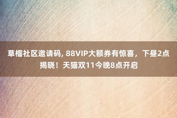 草榴社区邀请码， 88VIP大额券有惊喜，下昼2点揭晓！天猫双11今晚8点开启
