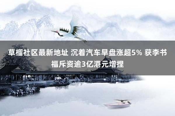 草榴社区最新地址 沉着汽车早盘涨超5% 获李书福斥资逾3亿港元增捏