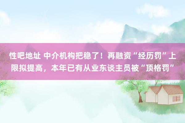 性吧地址 中介机构把稳了！再融资“经历罚”上限拟提高，本年已有从业东谈主员被“顶格罚”